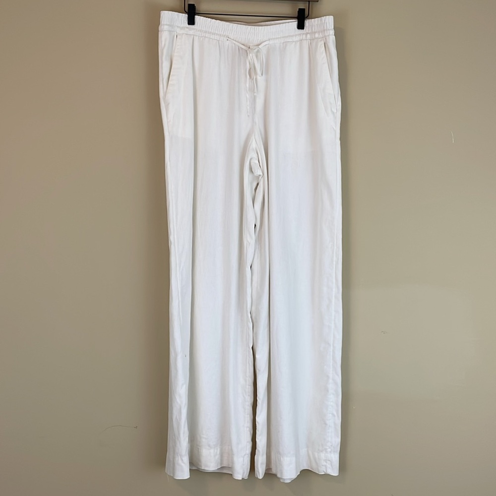 a new day wide leg white linen blend elastic Waist Pants PLEASE READ - Picture 4 of 7